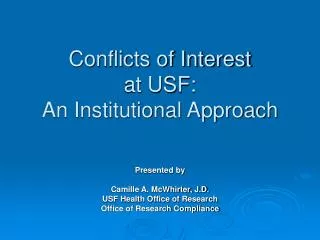 Conflicts of Interest at USF: An Institutional Approach