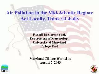 Air Pollution in the Mid-Atlantic Region: Act Locally, Think Globally
