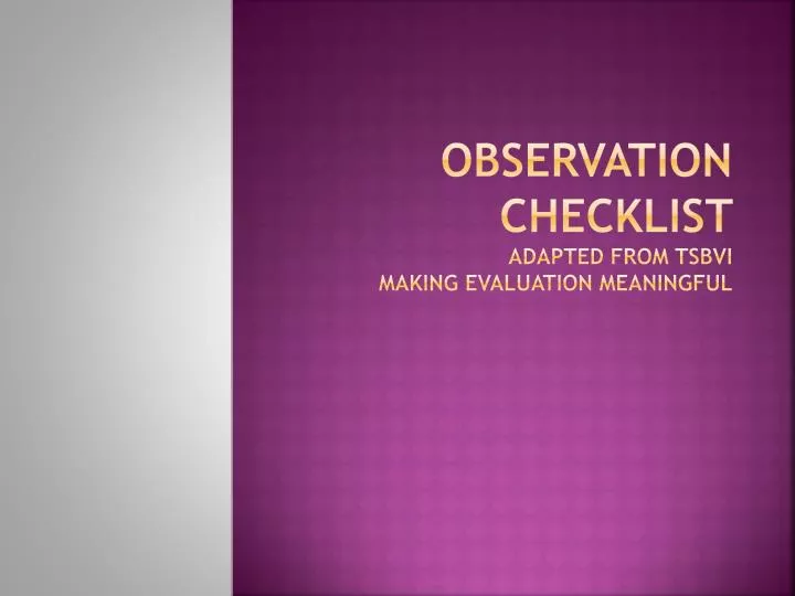 observation checklist adapted from tsbvi making evaluation meaningful