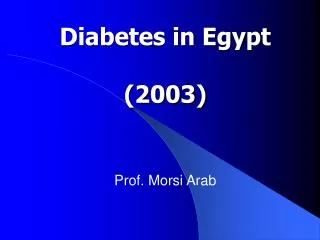 Diabetes in Egypt (2003)