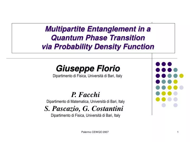 giuseppe florio dipartimento di fisica universit di bari italy