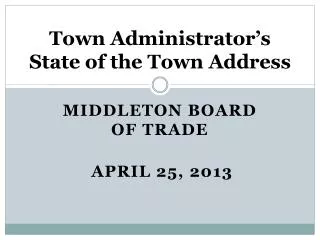 Town Administrator’s State of the Town Address