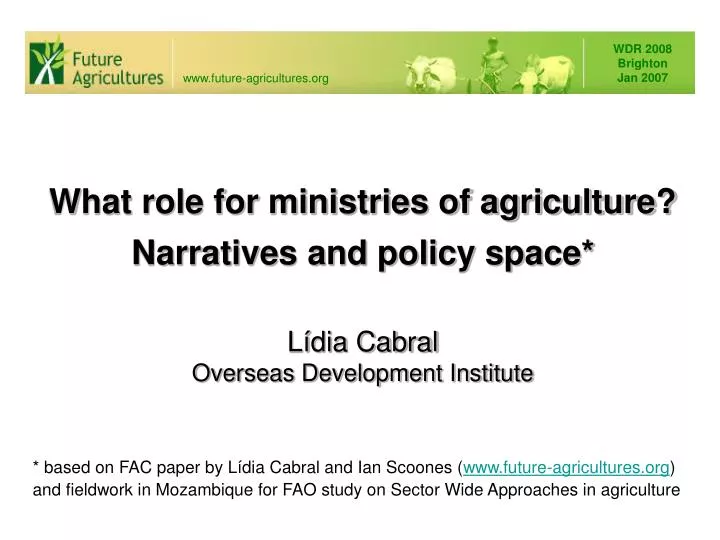 what role for ministries of agriculture narratives and policy space