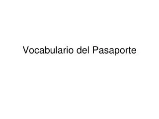 Vocabulario del Pasaporte