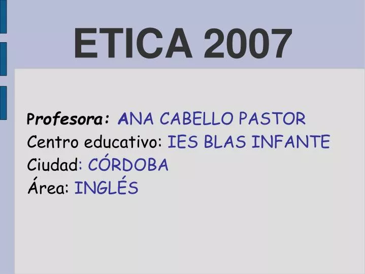 p rofesora a na cabello pastor centro educativo ies blas infante ciudad c rdoba rea ingl s