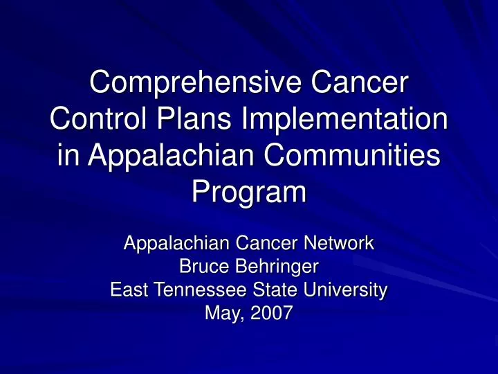 comprehensive cancer control plans implementation in appalachian communities program