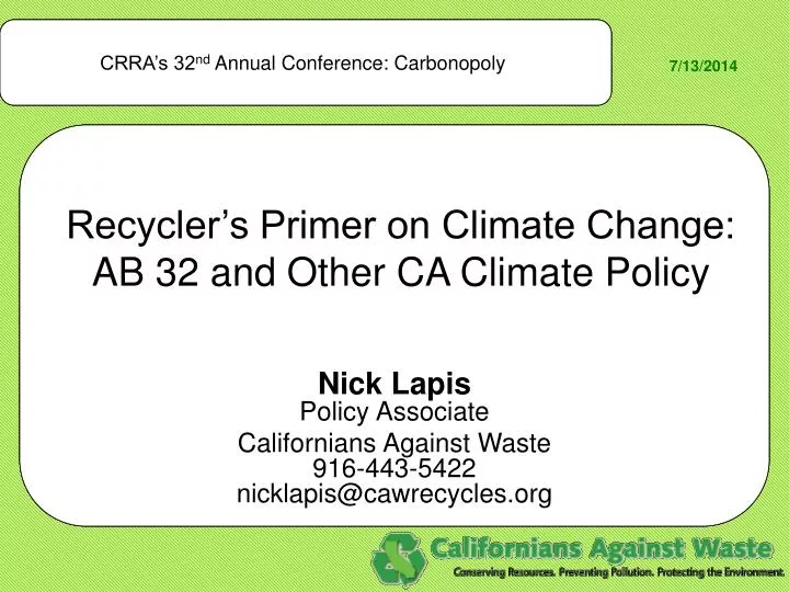 recycler s primer on climate change ab 32 and other ca climate policy