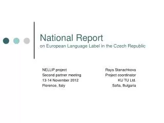 National Report on European Language Label in the Czech Republic