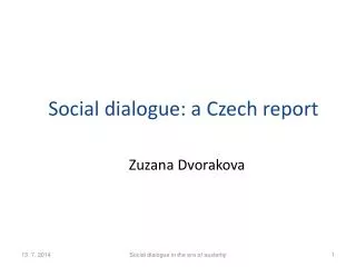 Social dialogue : a Czech report