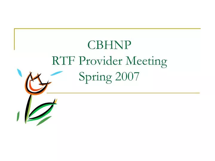 cbhnp rtf provider meeting spring 2007