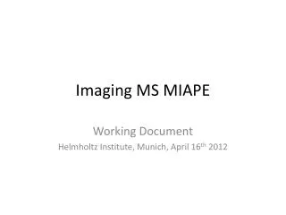Imaging MS MIAPE