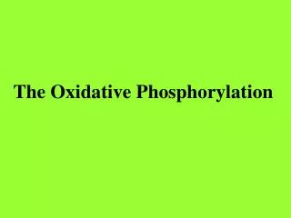 The Oxidative Phosphorylation