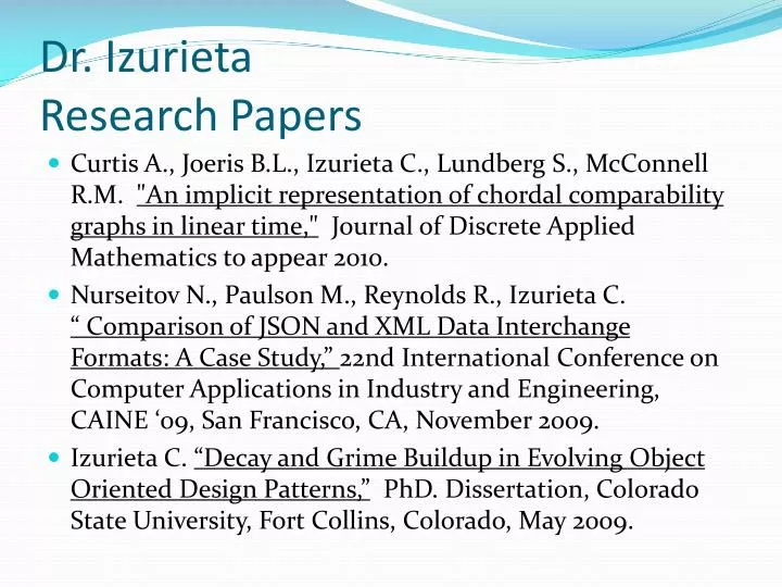 dr izurieta research papers