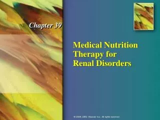 Medical Nutrition Therapy for Renal Disorders