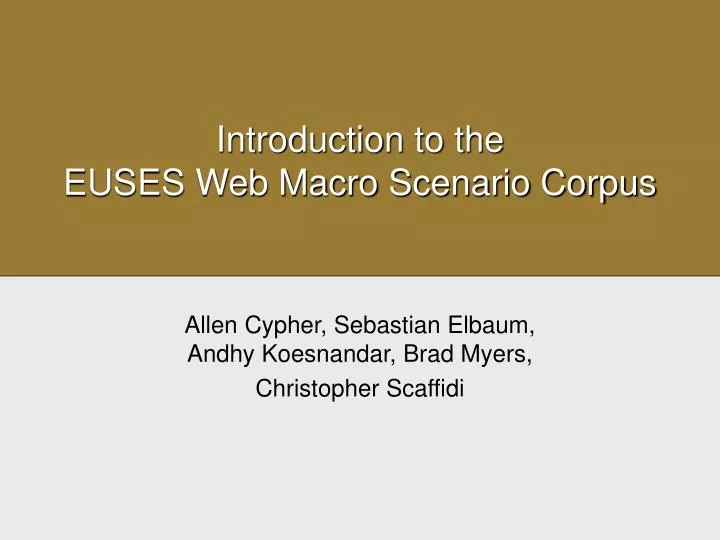 introduction to the euses web macro scenario corpus