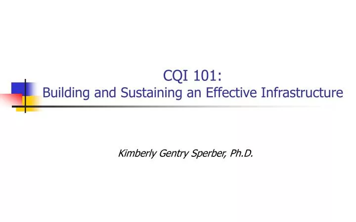 cqi 101 building and sustaining an effective infrastructure