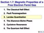 The Classical Hall Effect Pauli Paramagnetism Landau Quantization The Aharonov-Bohm Phase Cyclotron Resonance The Quantu - slide 1