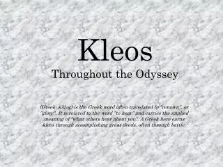 Kleos Throughout the Odyssey