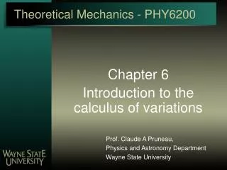 Theoretical Mechanics - PHY6200