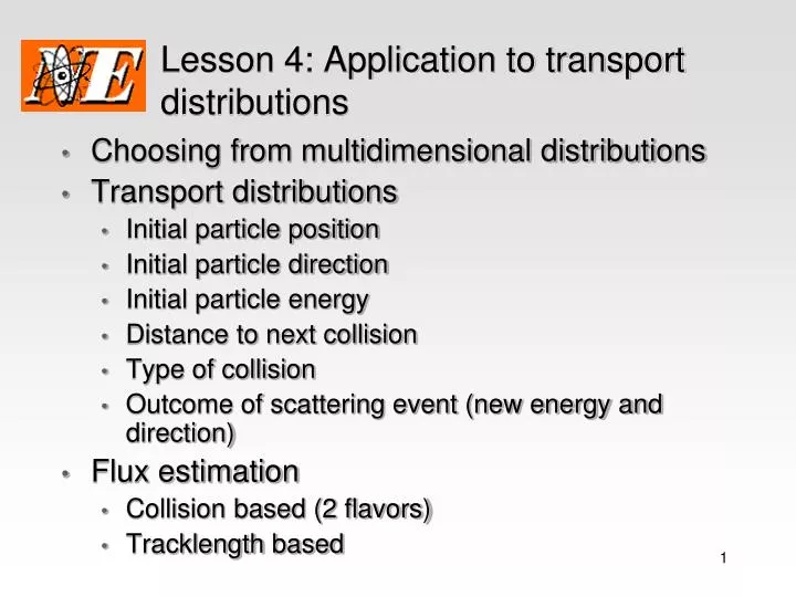 lesson 4 application to transport distributions