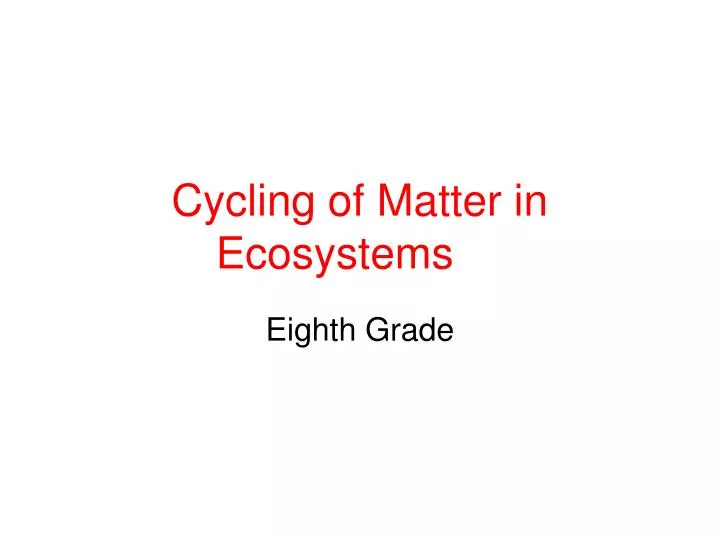 cycling of matter in ecosystems