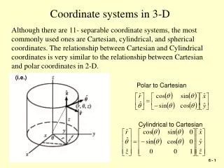 Coordinate systems in 3-D