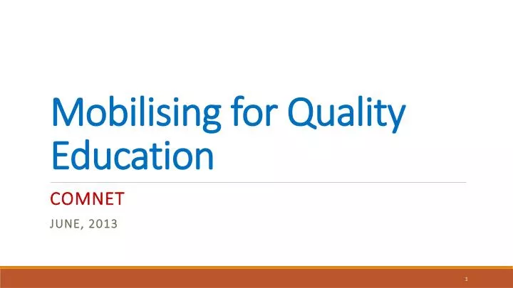mobilising for quality e ducation