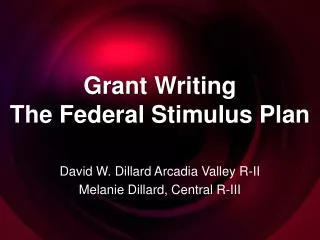 Grant Writing The Federal Stimulus Plan