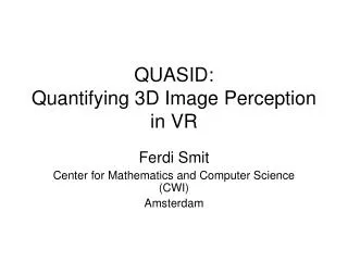 QUASID: Quantifying 3D Image Perception in VR