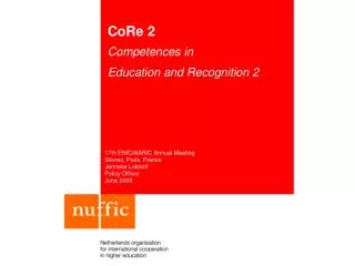 CoRe 2 Competences in Education and Recognition 2