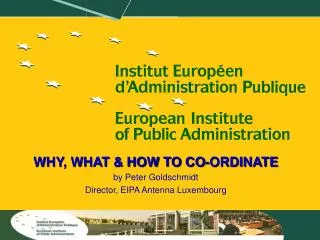 WHY, WHAT &amp; HOW TO CO-ORDINATE by Peter Goldschmidt Director, EIPA Antenna Luxembourg