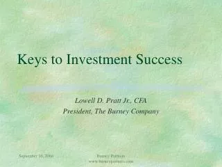 Keys to Investment Success