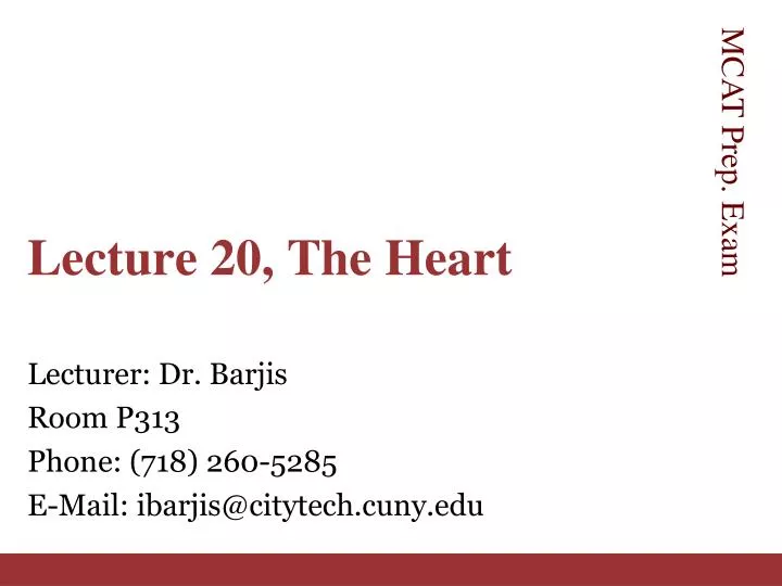 lecture 20 the heart