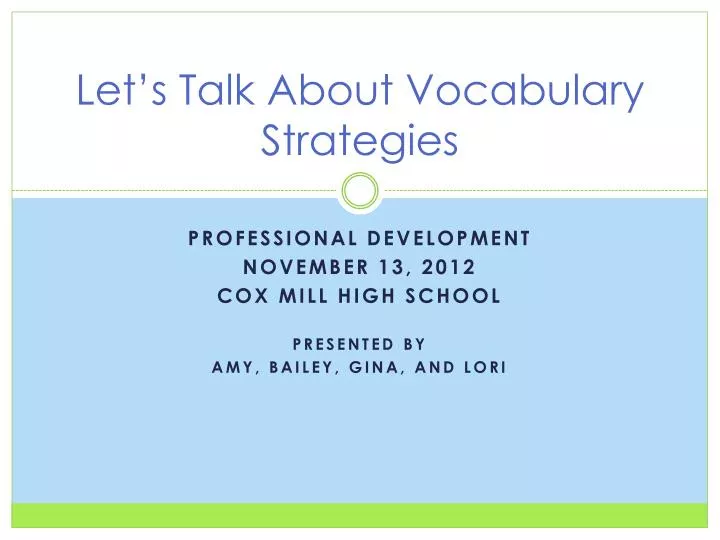 let s talk about vocabulary strategies