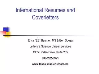 International Resumes and Coverletters