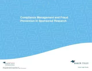 Compliance Management and Fraud Prevention in Sponsored Research