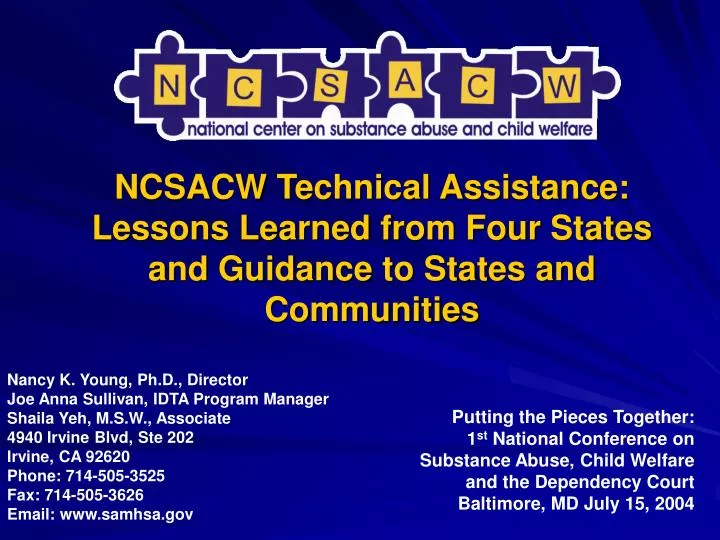 ncsacw technical assistance lessons learned from four states and guidance to states and communities
