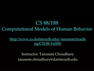CS 88/188 Computational Models of Human Behavior