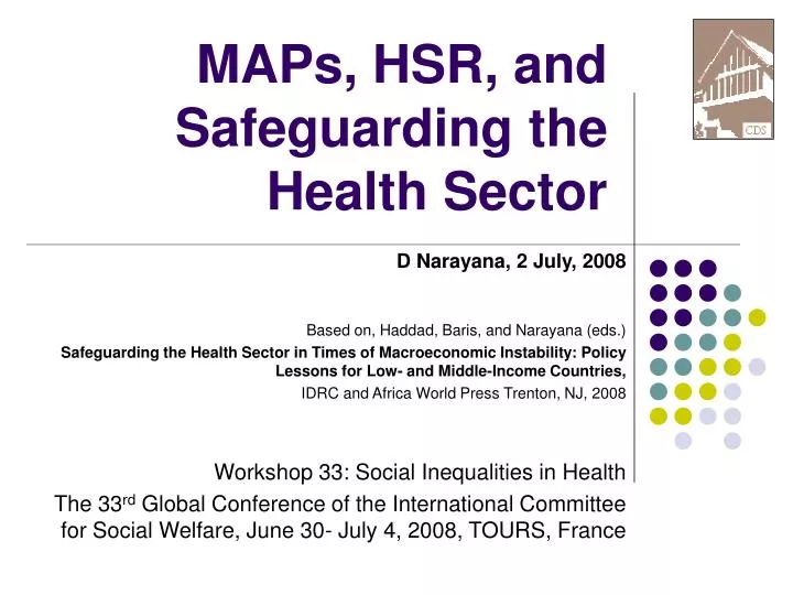 maps hsr and safeguarding the health sector