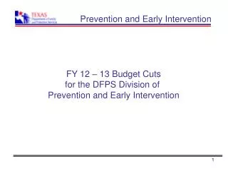 Prevention and Early Intervention