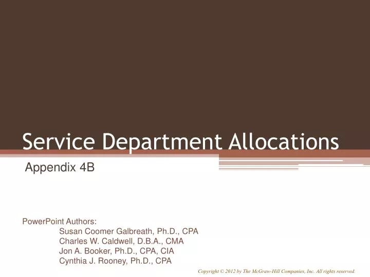 service department allocations