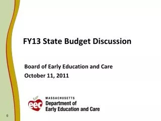 FY13 State Budget Discussion