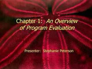 Chapter 1: An Overview of Program Evaluation