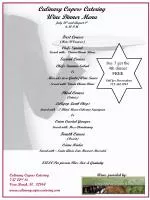 Exclusive Wine Dinner at Culinary Capers - July 31 & August 1 - slide 1