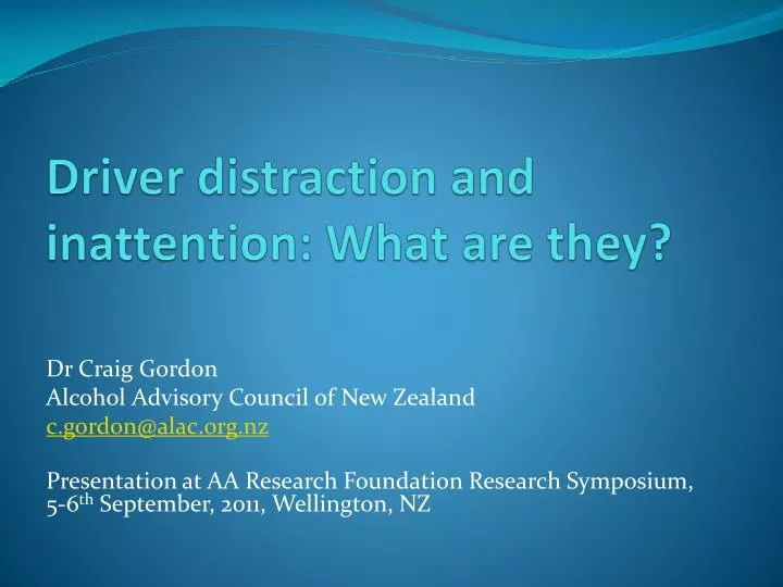 driver distraction and inattention what are they