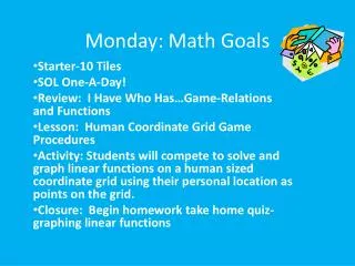 Monday: Math Goals