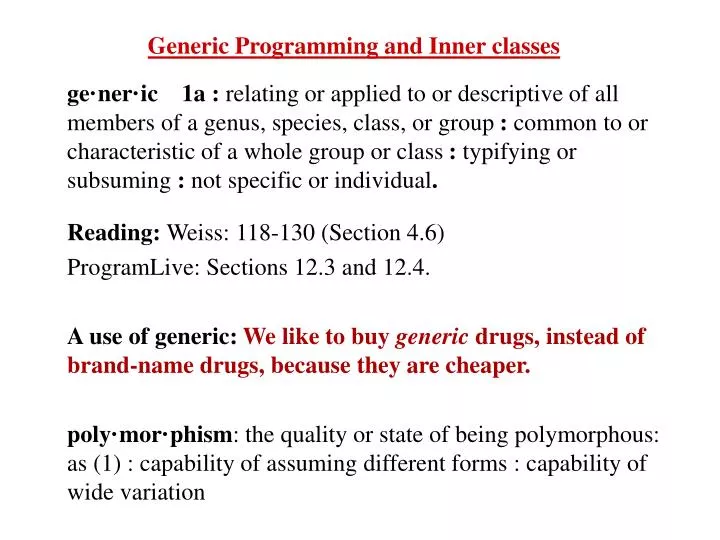 generic programming and inner classes