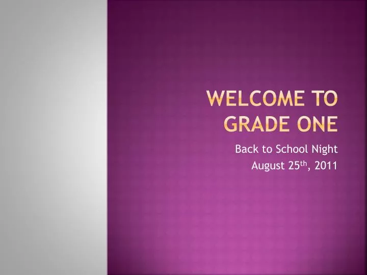 welcome to grade one