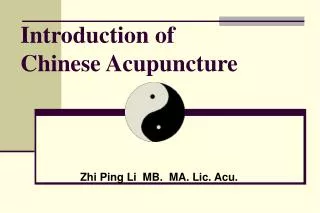 Introduction of Chinese Acupuncture