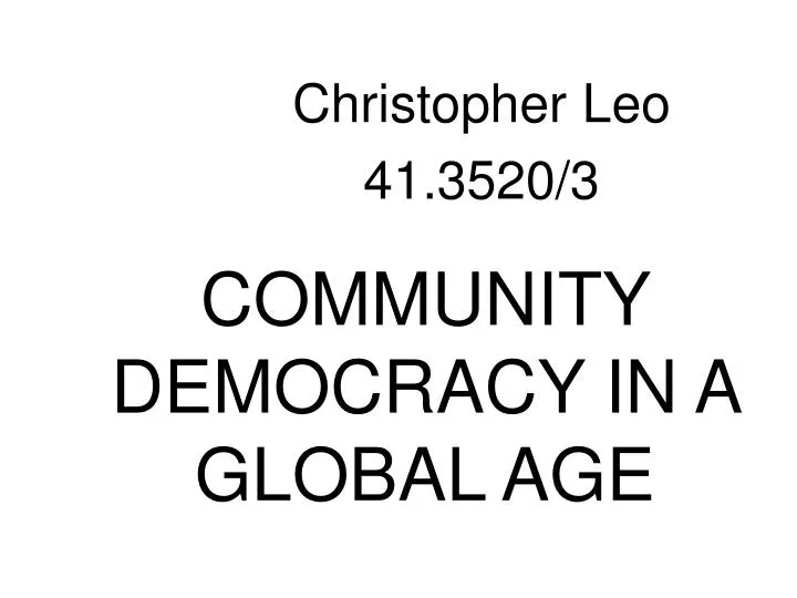 community democracy in a global age